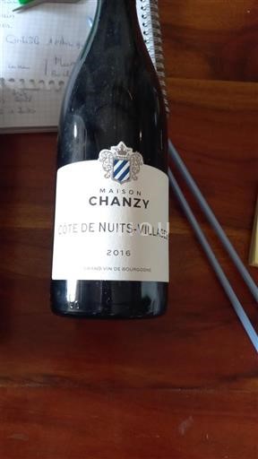 Bourgogne Côte de nuits villages Maison Chanzy 2016