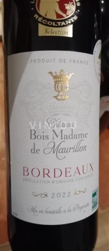Burdeos Bordeaux Château Bois Madame de Maurillon 2022