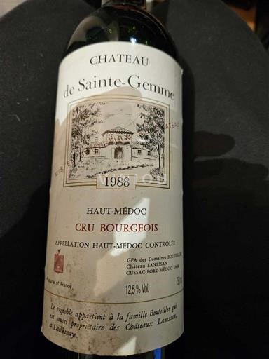 Bordeaux Haut-Médoc Château Sainte-Gemme 1988