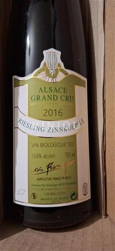 Alsace Not Specified Grand Cru Domaine Eric Rominger Riesling Zinnkoepflé 2016