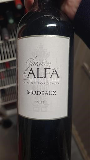 Vini Rouge sec Jardin d'Alfa 2018 Francia Bordeaux AOC