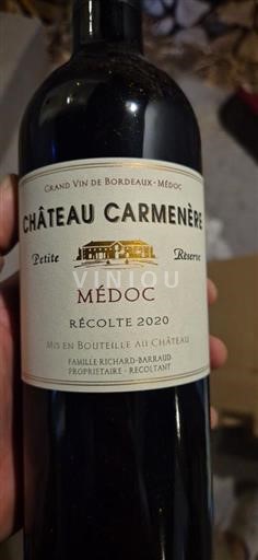 Bordeaux Médoc Château Carmenère Petite Réserve 2020