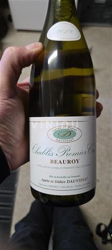 Vina Blanc sec Beauroy Agnes et Didier Dauvissat 2018 Francija Burgundija Chablis AOC Premier Cru