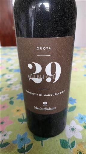Apulia Wines Primitivo di Manduria Menhir Salento Quota 29 2022