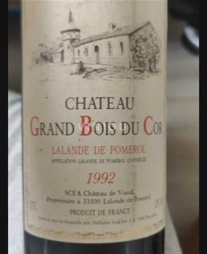 Bordeaux Lalande-de-Pomerol Château Grand Bois du Cor 1992