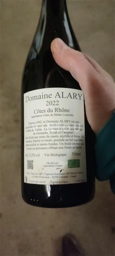 Rhône Valley Côtes du Rhône Domaine Alary 2022
