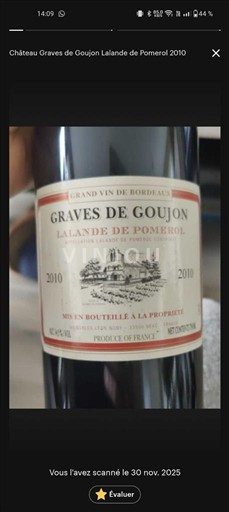 Bordeaux Lalande-de-Pomerol Graves de Goujon 2010