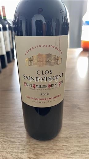 Bordeaux Saint-Émilion Grand Cru Clos Saint-Vincent 2016