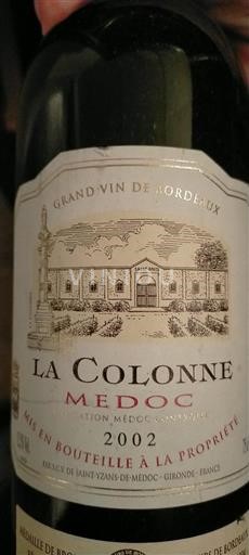 Bordeaux Médoc La Colonne 2002
