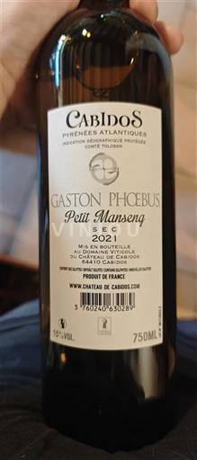 Tây Nam Pacherenc-du-vic-bilh Cabidos Gaston Phoebus Petit Manseng 2021
