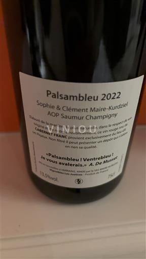 Vallée de la Loire Saumur-champigny Sophie & Clément Maire-Kurdziel Palsambleu 2022