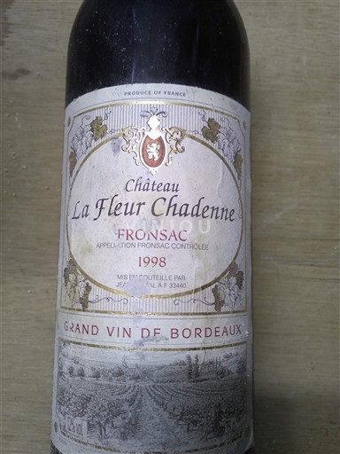 Bordéus Fronsac Château La Fleur Chadennne 1998