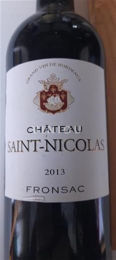 Bordéus Fronsac Château Saint-Nicolas 2013
