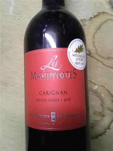 Roussillon Côtes-du-Roussillon Les Vignerons de Maury Les Maurynates Carignan Vieilles Vignes 2016
