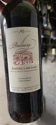Roussillon Banyuls Abbè Rous Baillaury Banyuls 5 ans d'âge Không niên vụ