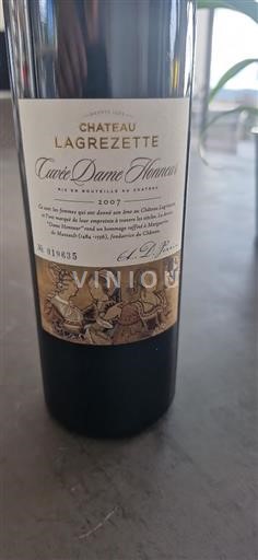Lounais-Ranska Cahors Chateau Lagrezette Dame Honneur 2007