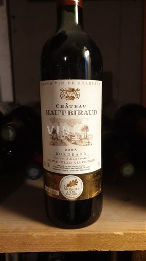 Burdeos Bordeaux Château Haut Biraud 2008