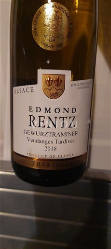 Alsace Gewurztraminer Vendanges Tardives Edmond Rentz Prestige 2018