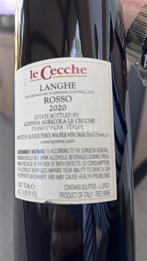 Piemonte Langhe Le Cecche Rosso 2020