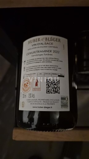 Alsácia Vendanges Tardives Huber & Bleger Vendanges Tardives 2022