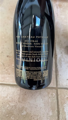 Vùng trồng nho được cấp phép California Mt. Veeder Château Potelle Syrah 2023