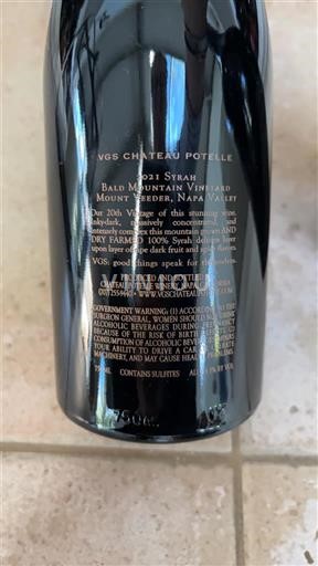 Vùng trồng nho được cấp phép California Không được chỉ định Château VGS Chateau Potelle Bald Mountain Vineyard 2021