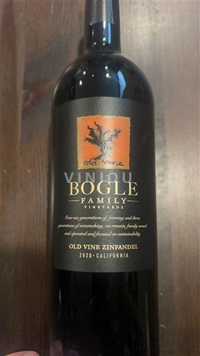 Vùng trồng nho được cấp phép California Không được chỉ định Bogle Family Vineyards Old Vine Zinfandel 2020