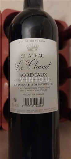 Burdeos Bordeaux Château Le Clairiot 2015 2015