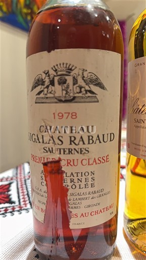 Bordeaux Sauternes Premier Cru Château Sigalas Rabaud 1978