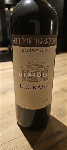 Burdeos Saint-Émilion Gran Cru Grand Cru Legrand 2019