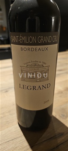 Burdeos Saint-Émilion Gran Cru Grand Cru Legrand 2009