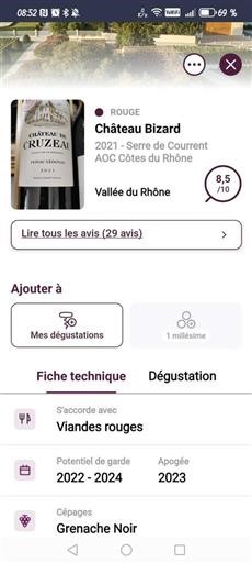Rhônedalen Côtes du Rhône Château Bizard Serre de Courrent 2021