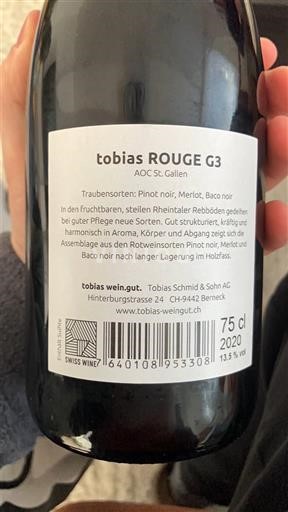 St. Gallen St. Gallen zašciteno vino z oznako porekla Tobias wein.gut ROUGE G3 2020