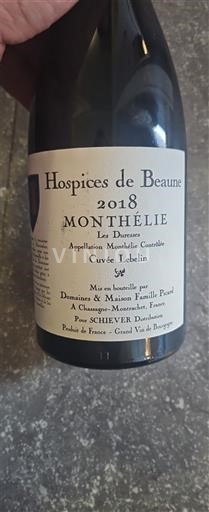 Vine Rouge sec Cuvée Lebelin Hospices de Beaune 2018 Frankrig Bourgogne Monthélie AOC
