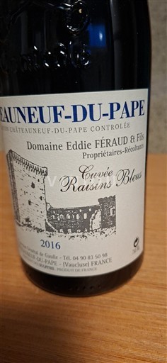 Valle del Ródano Châteauneuf-du-Pape. Domaine Eddie Féraud & Fils Raisins Bleus 2016
