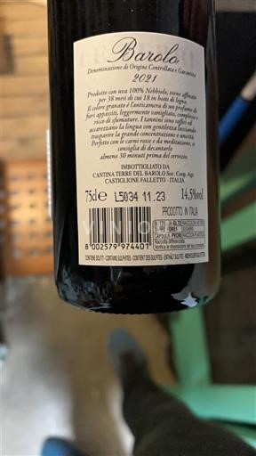 Piamonte Barolo Cantina Terre del Barolo 2021