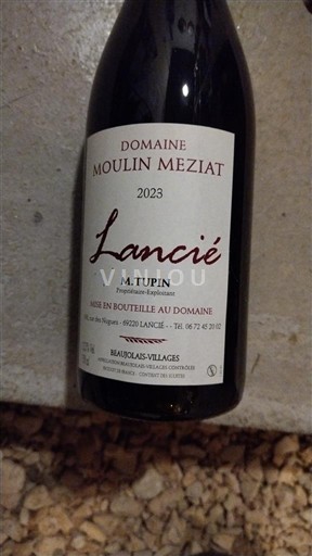 Beaujolais Beaujolais Villages Domaine Moulin Meziat Lancié 2023