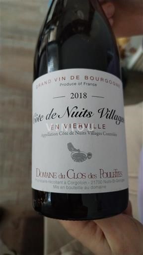Borgoña Côte de Nuits Villages Domaine Clos des Poulettes En Vierville 2018