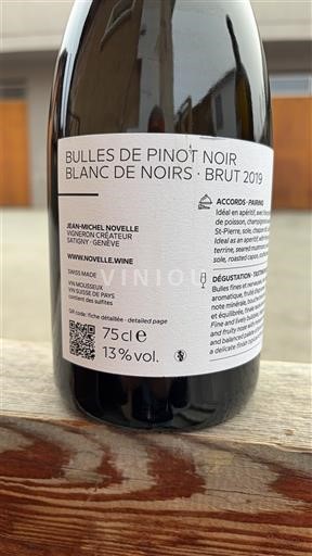 Genève Không được chỉ định Jean-Michel Novelle Bulles de Pinot Noir Blanc de Noirs 2019