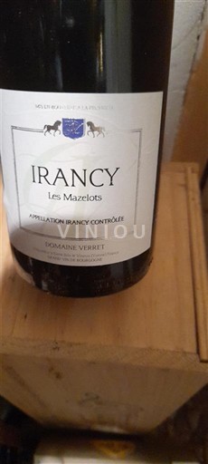 Vinos Rouge sec Les Mazelots Domaine Verret 2018 Francia Borgoña Irancy AOC