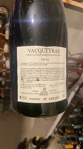 Valle del Rodano Vacqueyras Arnoux & Fils 1717 2016