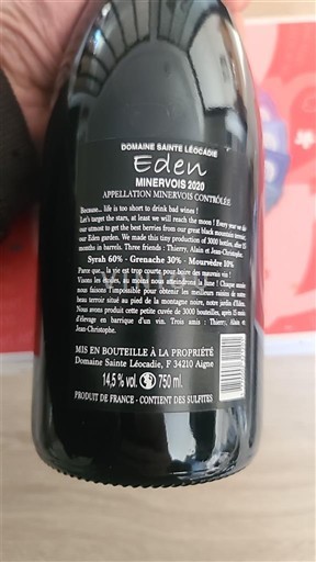 Langvedok Minervois Domaine Sainte Lécadie Eden 2020