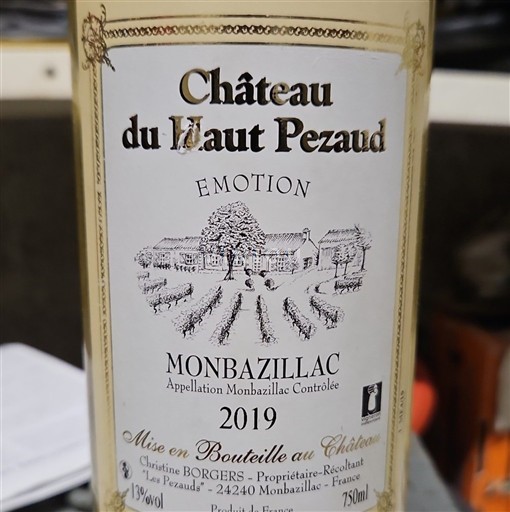 Tây Nam Monbazillac Château Haut Pezaud Emotion 2019