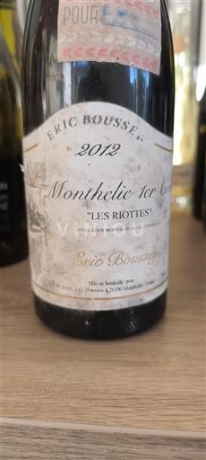 Vine Rouge sec Les Riottes Eric Boussey 2012 Frankrig Bourgogne Monthélie AOC Premier Cru