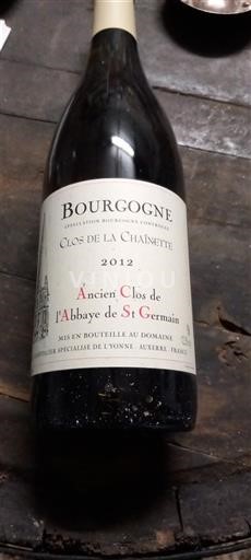 Burgundy Clos de la Chaînette Ancien Clos de l'Abbaye de St Germain 2012