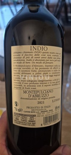 Abruzos Montepulciano d'Abruzzo Cantine Bove Indio 2021