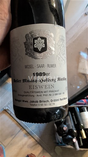 Mosela Weingut Wwe. Jakob Brisch Heller Mullay-Sofberg Riesling 1989