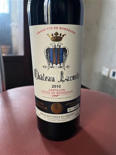 Bordeaux Castillon-côtes-de-bordeaux Château Lacoste Lys d'Or 2018