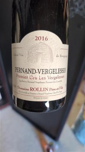 Vine Rouge sec Premier Cru Les Vergelesses Domaine Rollin Père et Fils 2016 Frankrig Bourgogne Pernand-Vergelesses AOC Premier Cru
