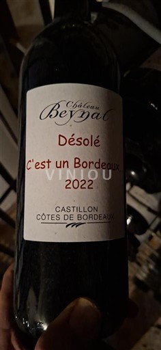 Bordeaux Castillon-côtes-de-bordeaux Château Berdat Désolé c'est un Bordeaux 2022